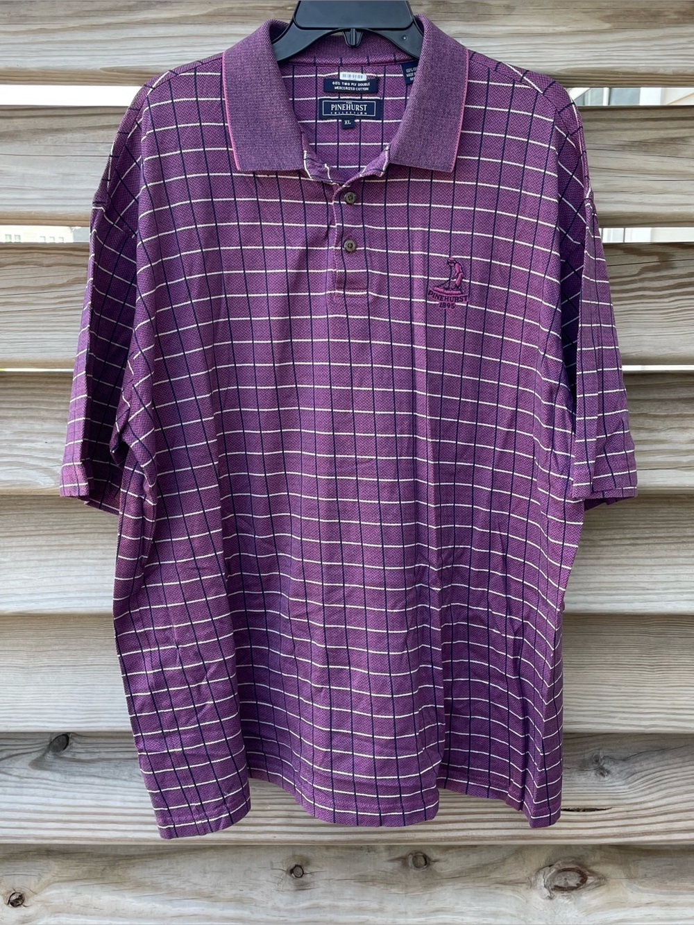 The Pinehurst Collection purple check golf polo shirt Men XL New